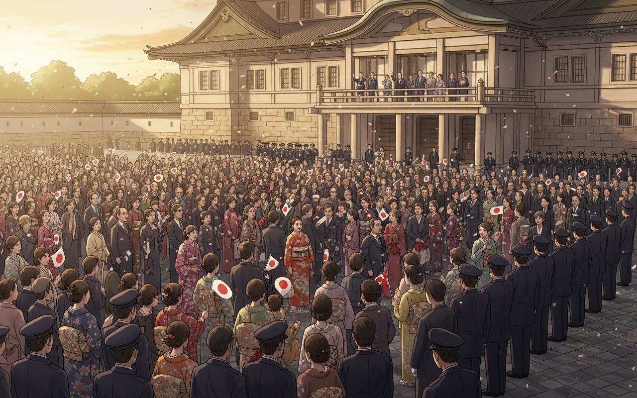 일본 왕의 연설 행사에서 벌어진 나체 남성의 소란