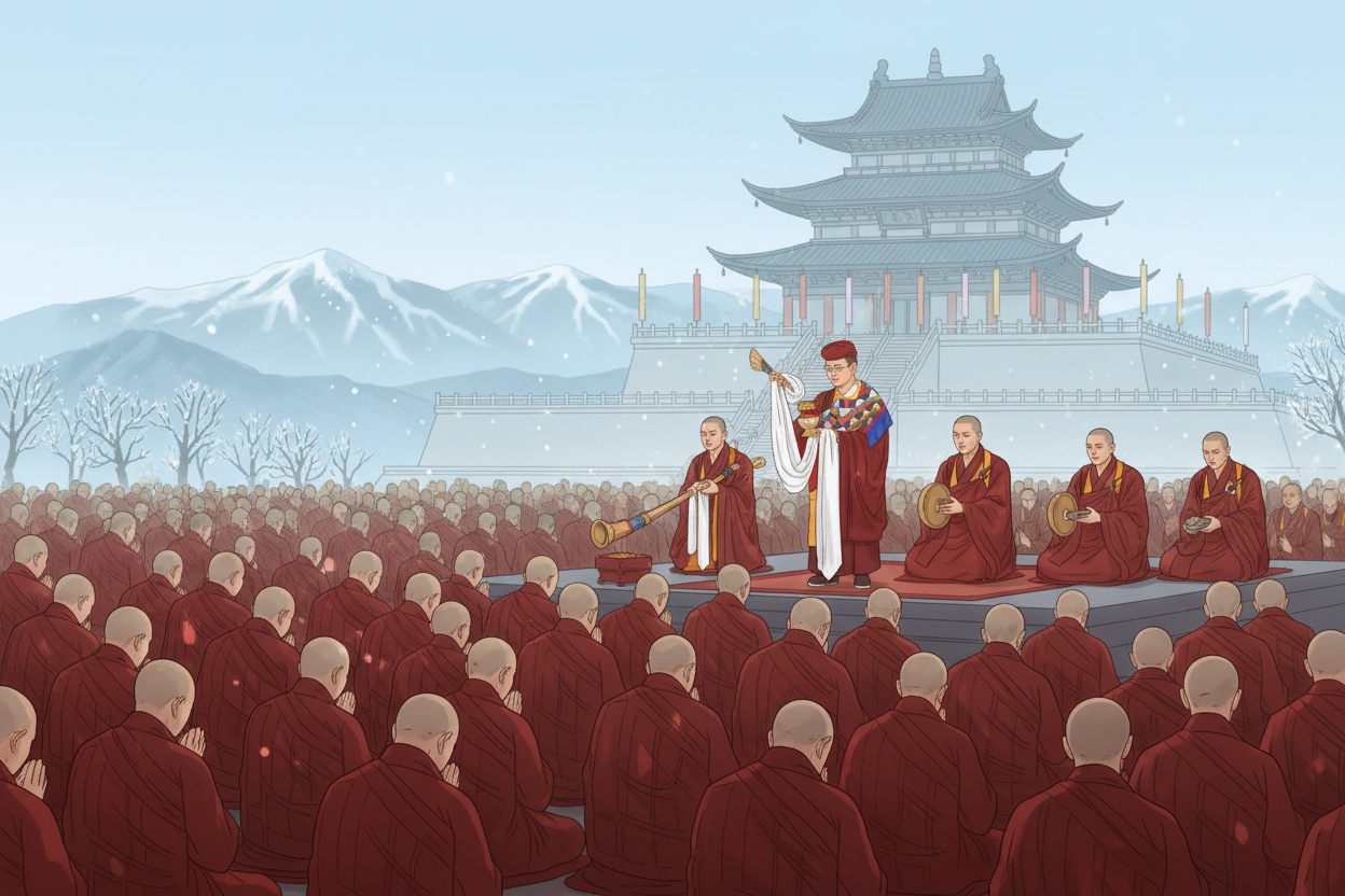 수천명이 김가눙사 전통에 따라 기도 행사에 참여