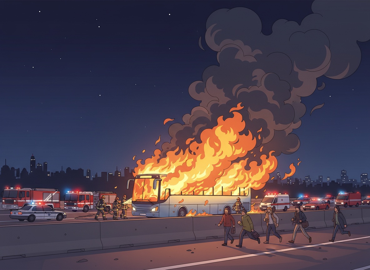 고속도로에서 발생한 침대버스 화재, 12학년 남학생 사망