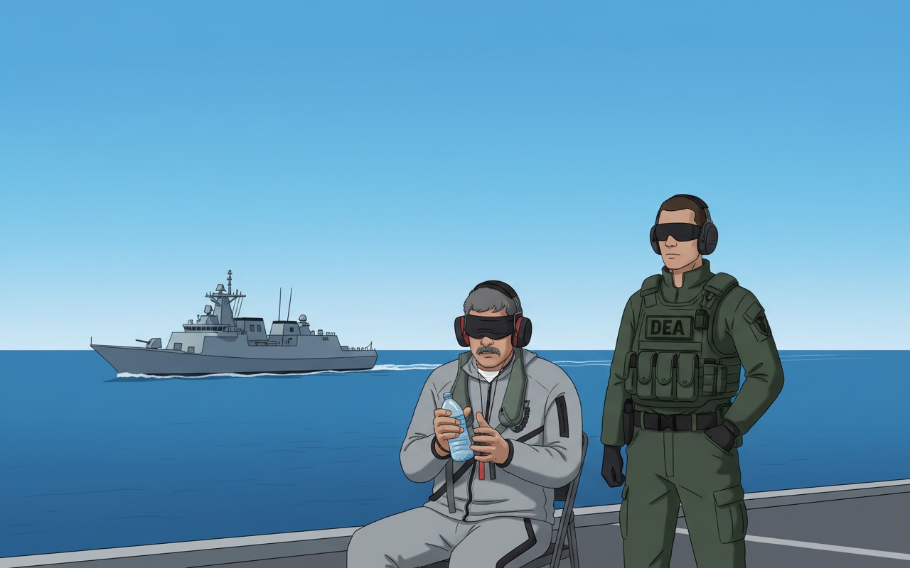 마두로 대통령의 미국 전투함에서의 모습