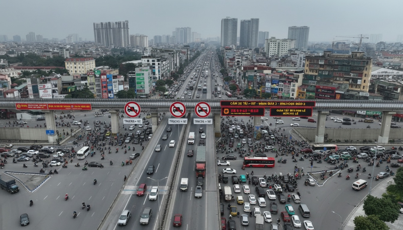 하노이, 10톤 이상의 화물차를 2026년 1월 4일 Vành đai 3에서 금지