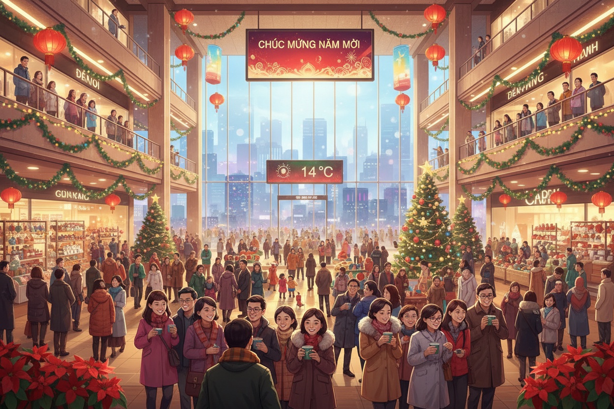 하노이 상업센터, 연말 연휴에 관람객들로 붐벼