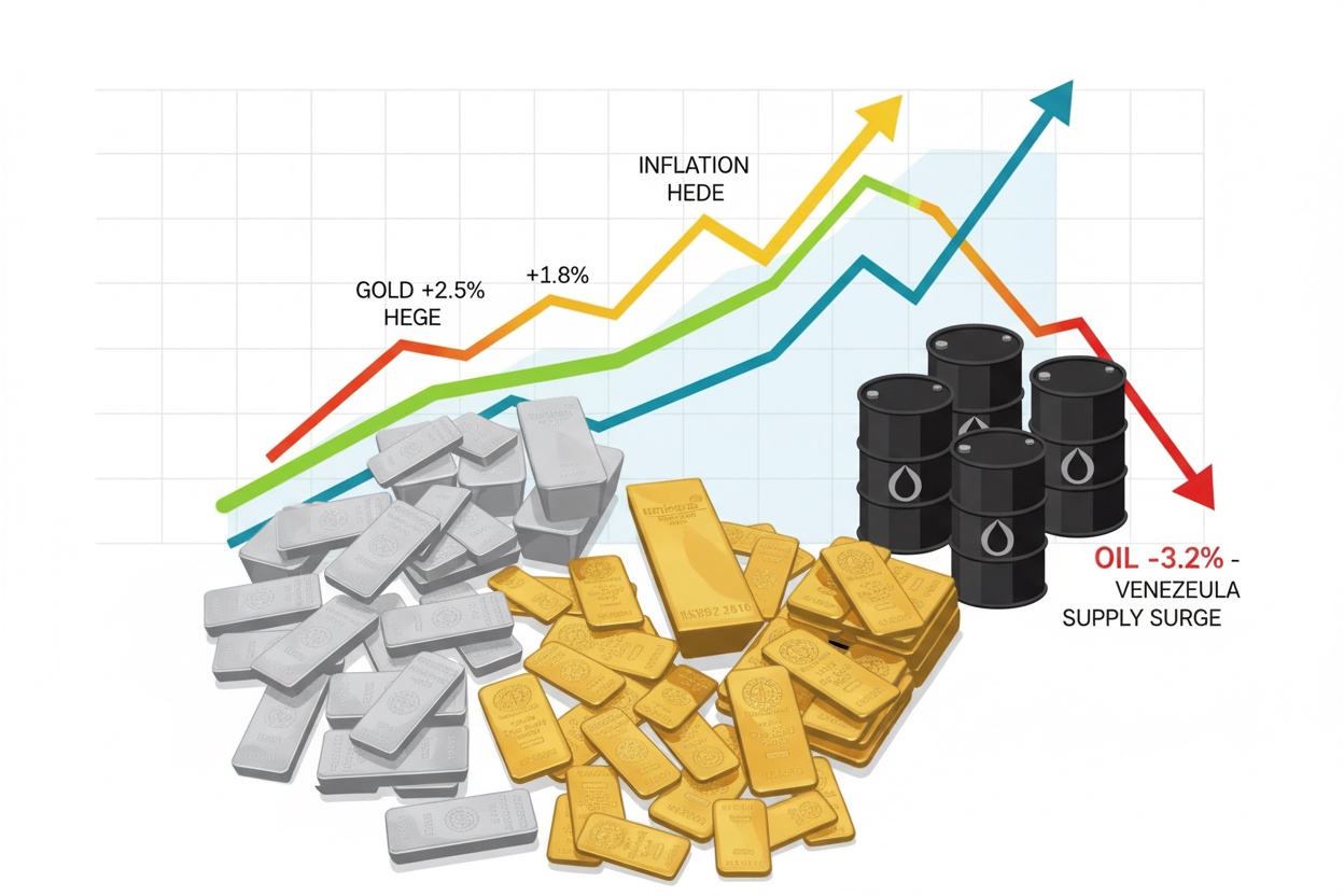 세계 금, 은 가격 상승, 석유 가격 하락 - 미국의 베네수엘라 공습 영향