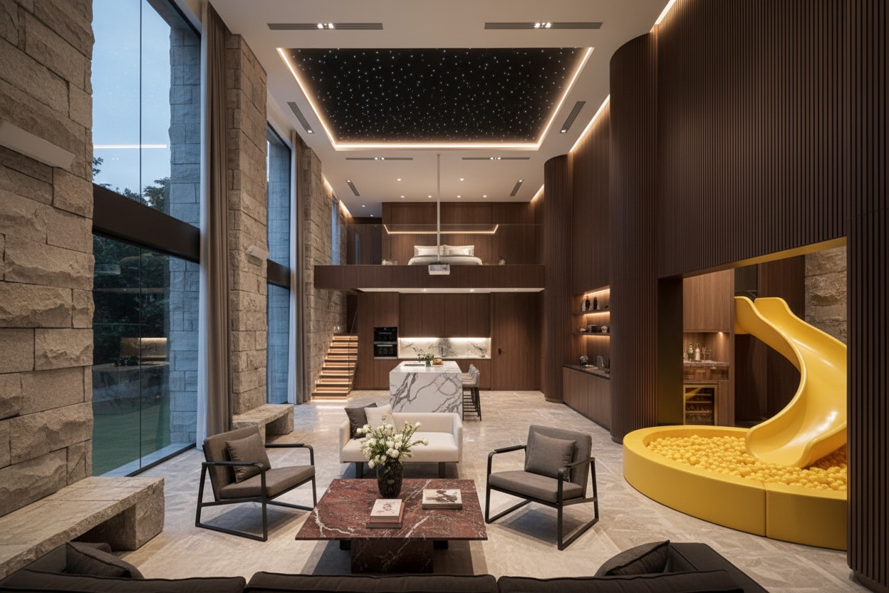 5층 구조의 연립주택, 개인 오락실과 스파를 갖추다