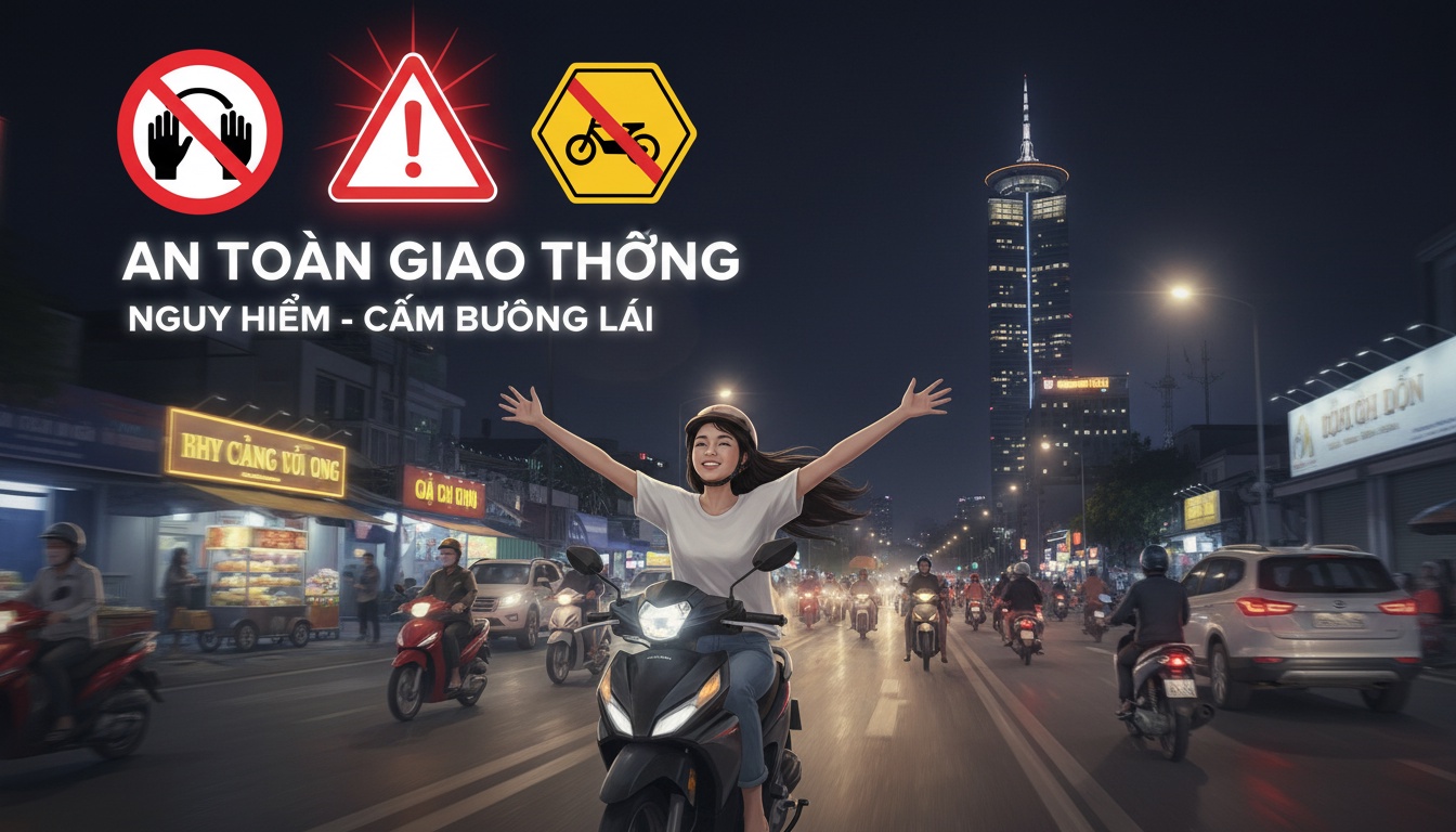 손을 놓고 운전한 소녀, 바손 다리에서 SH 오토바이 압수