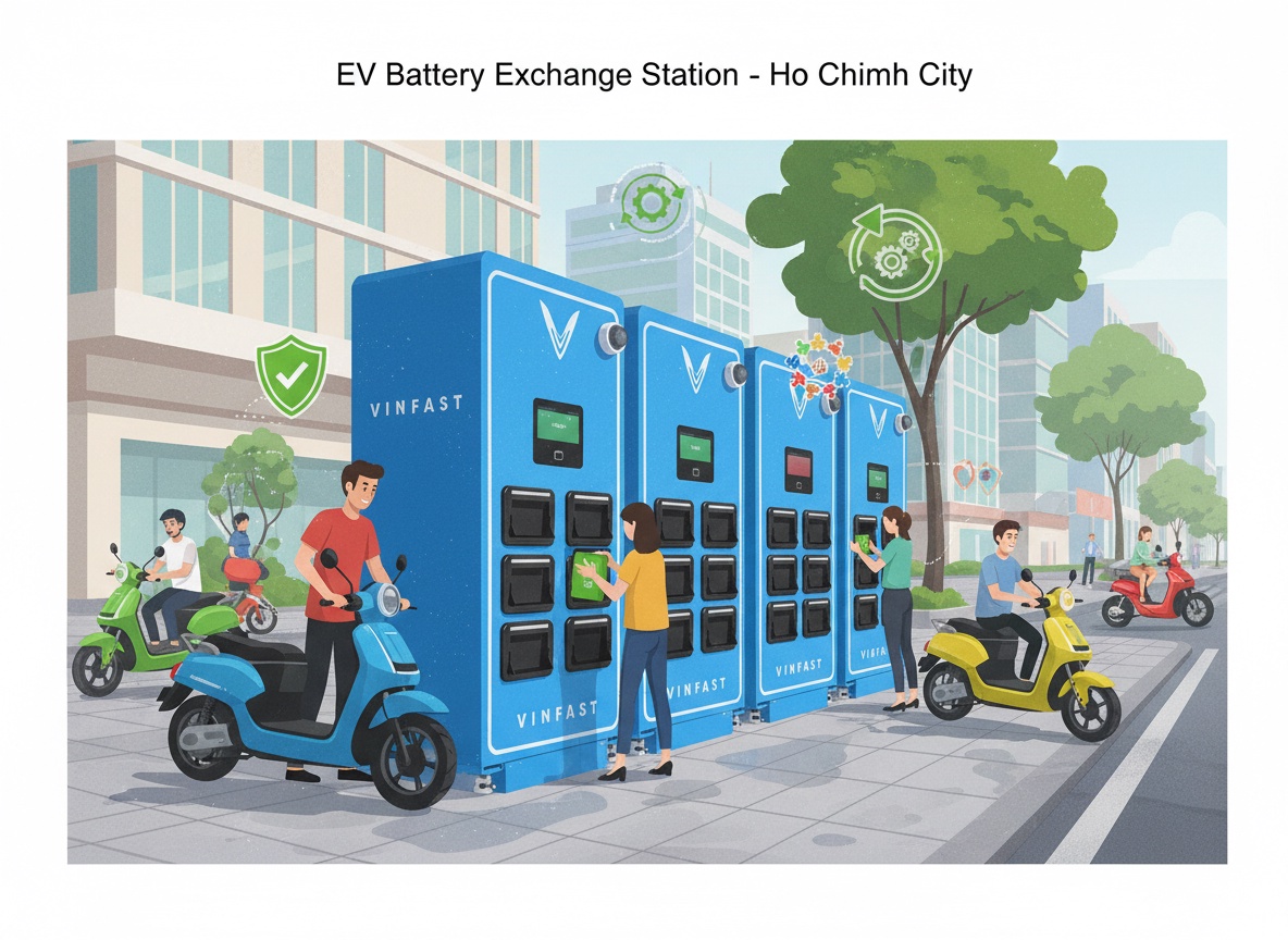 호치민시, 전기 오토바이 배터리 교환함 도로에 설치 허용